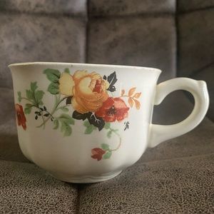 Homer Laughlin vintage Olivia Ivory Red Poppy and Rose Teacup